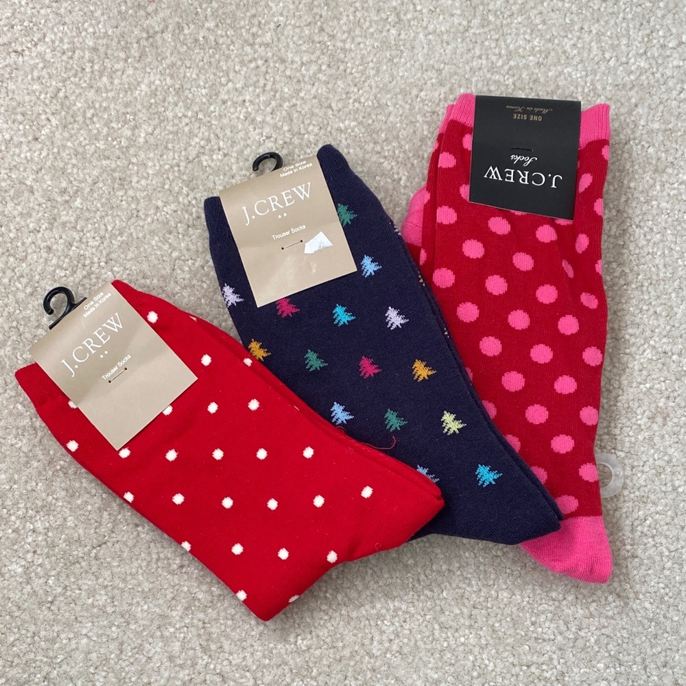 J.Crew Red and Navy Socks Trio. NWT